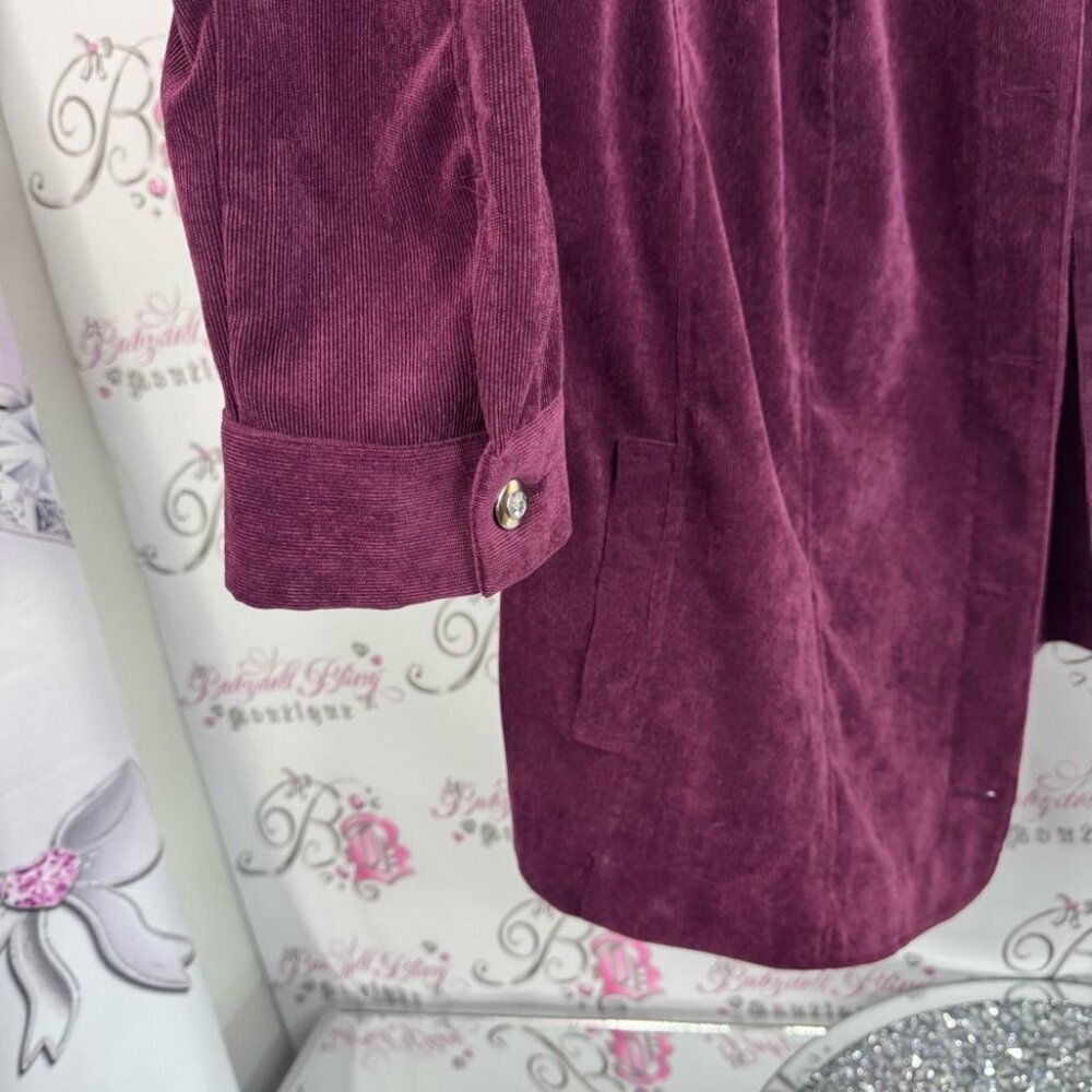 Allison Daley blazer cardigan Women's Deep Purple Button-Down Shirt - Picture 7 of 10